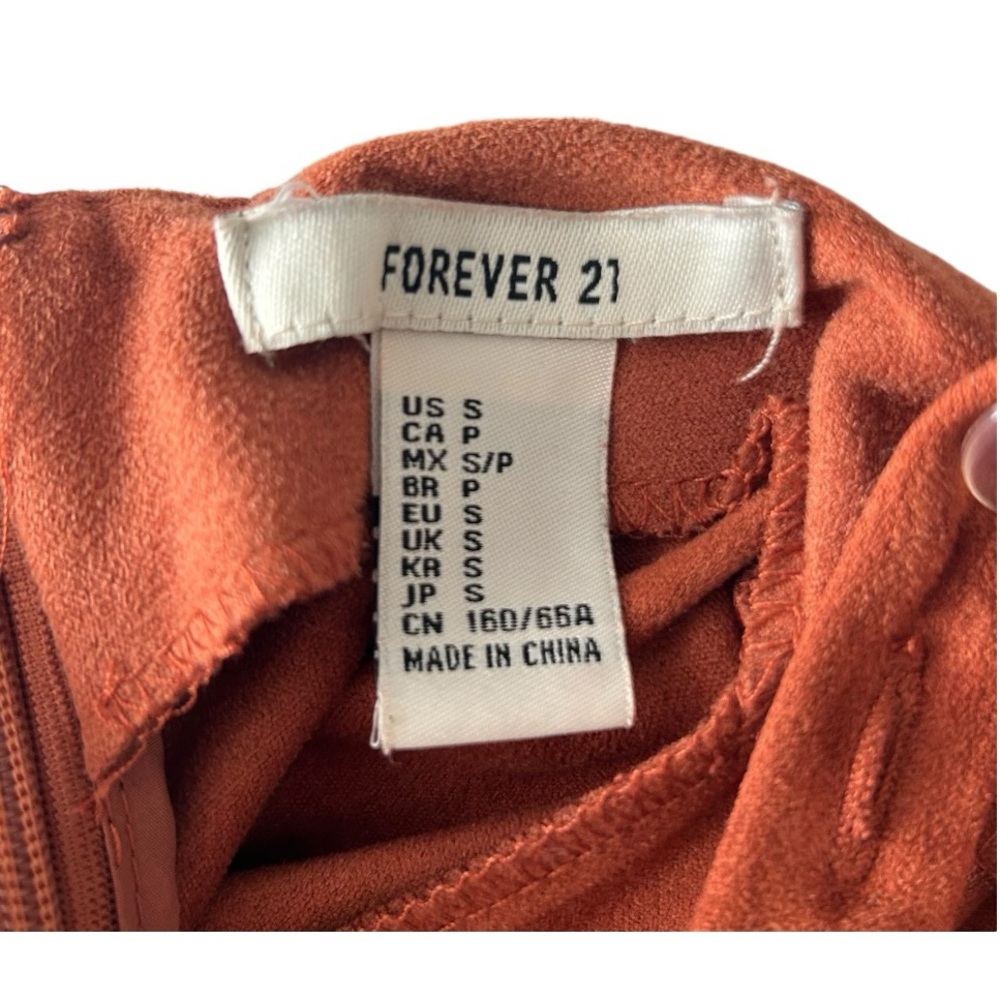 Forever 21 Faux Suede Button Front Orange Romper size Small - Picture 5 of 6